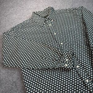 Generra Reserve Shirt Men's Large Geometric Button Front Long Sleeve Cotton